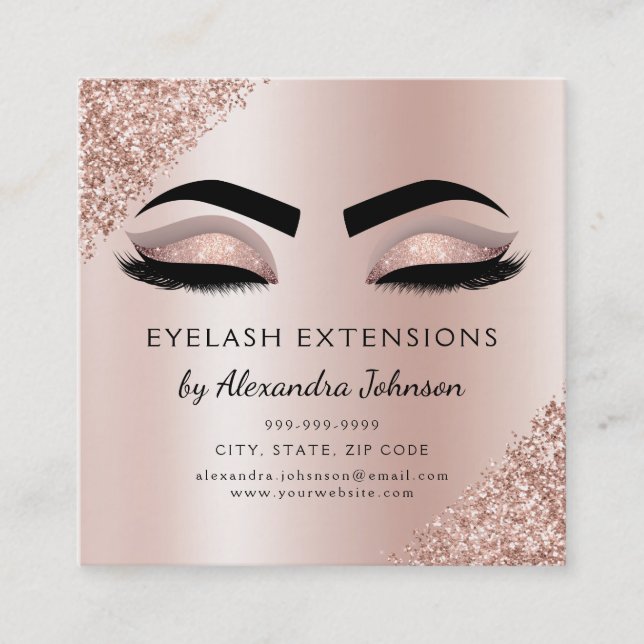 Tarjeta De Visita Cuadrada Instrucciones para el cuidado de los niños Eyelash (Anverso)