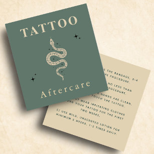 Tarjeta De Visita Cuadrada Instrucciones para el cuidado posterior de los tat
