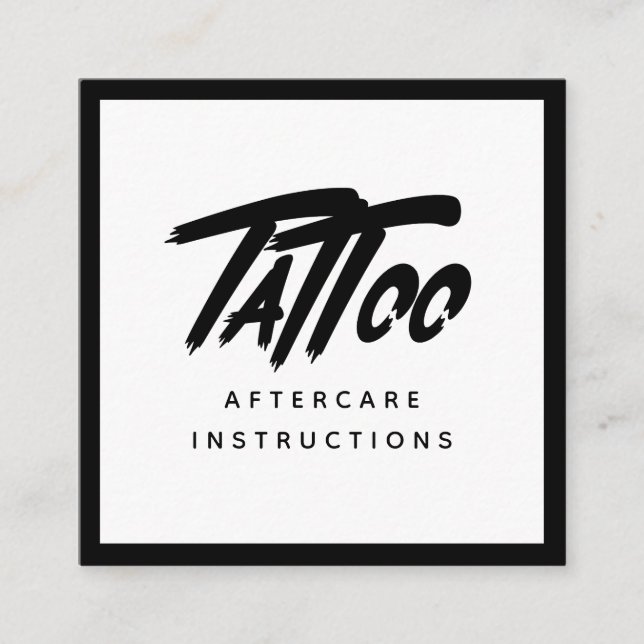 Tarjeta De Visita Cuadrada Instrucciones para el cuidado posterior del tatuaj (Anverso)