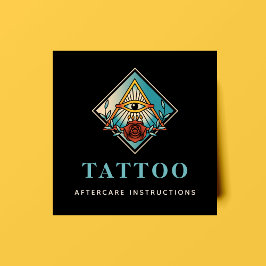 Tarjeta De Visita Cuadrada Instrucciones para el cuidado posterior del tatuaj