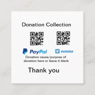 Tarjeta De Visita Cuadrada Instrucciones para la recolección de donaciones: a