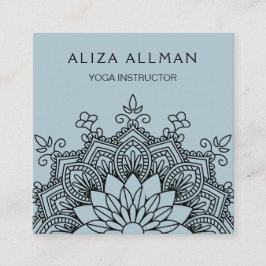 Tarjeta De Visita Cuadrada Instructor azul en colores pastel de la yoga de la