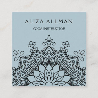 Tarjeta De Visita Cuadrada Instructor azul en colores pastel de la yoga de la