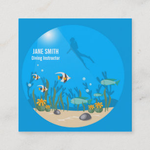 Tarjeta De Visita Cuadrada Instructor de buceo en aguas profundas