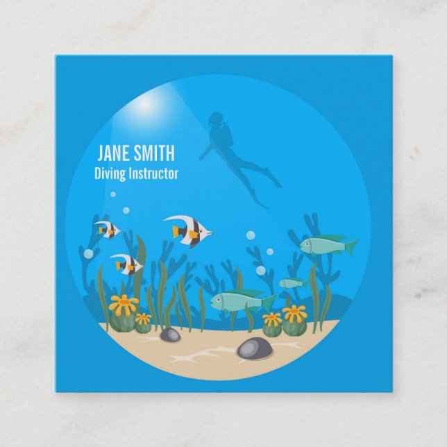 Tarjeta De Visita Cuadrada Instructor de buceo en aguas profundas (Anverso)