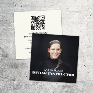 Tarjeta De Visita Cuadrada Instructor de buceo Fitness Entrenador personal