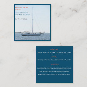 Tarjeta De Visita Cuadrada Instructor de escuela de vela/vela en barco blanco