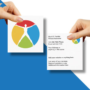 Tarjeta De Visita Cuadrada Instructor de Fitness Diseño Moderno