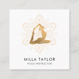 Tarjeta De Visita Cuadrada Instructor de fitness Instructor de yoga, pose de 