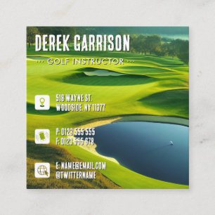 Tarjeta De Visita Cuadrada Instructor de golf   Lecciones de golf profesional