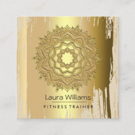 Tarjeta De Visita Cuadrada Instructor de la yoga del oro de la flor de Lotus
