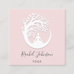 Tarjeta De Visita Cuadrada Instructor de logotipo escolar de clases de yoga Q