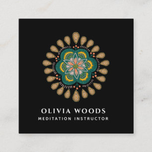 Tarjeta De Visita Cuadrada Instructor de Meditación con Mandalas
