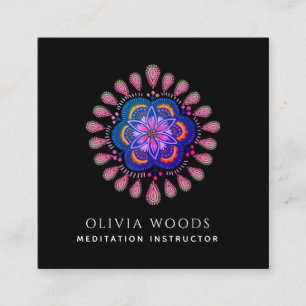 Tarjeta De Visita Cuadrada Instructor de Meditación con Mandalas