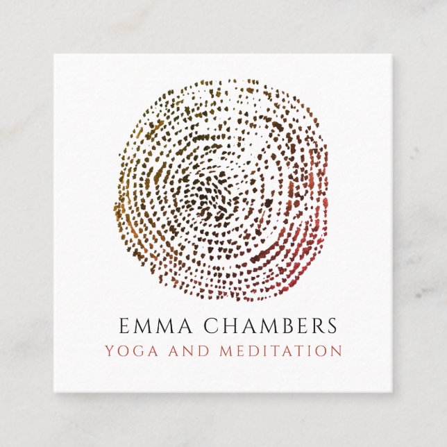 Tarjeta De Visita Cuadrada Instructor de Meditación de Yoga (Anverso)