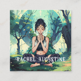 Tarjeta De Visita Cuadrada Instructor de Meditación de Yoga Fitness Forest