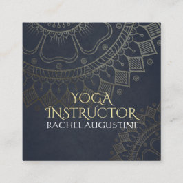 Tarjeta De Visita Cuadrada Instructor de Meditación de Yoga Oro Mandala Marin