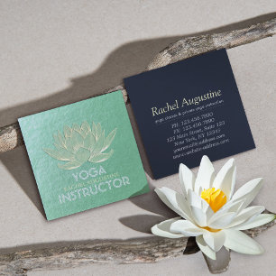 Tarjeta De Visita Cuadrada Instructor de Reiki de Meditación de Yoga de oro V