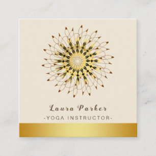 Tarjeta De Visita Cuadrada Instructor de Yoga Clásico Mandala Loto Floral Cua