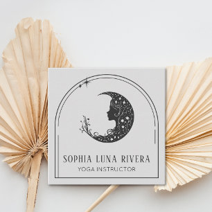 Tarjeta De Visita Cuadrada Instructor de Yoga de la Luna Celestial Boho Arch