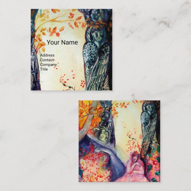 Tarjeta De Visita Cuadrada Instructor de Yoga GOLDEN DREAM, Meditación, Jardí (Anverso / Reverso)