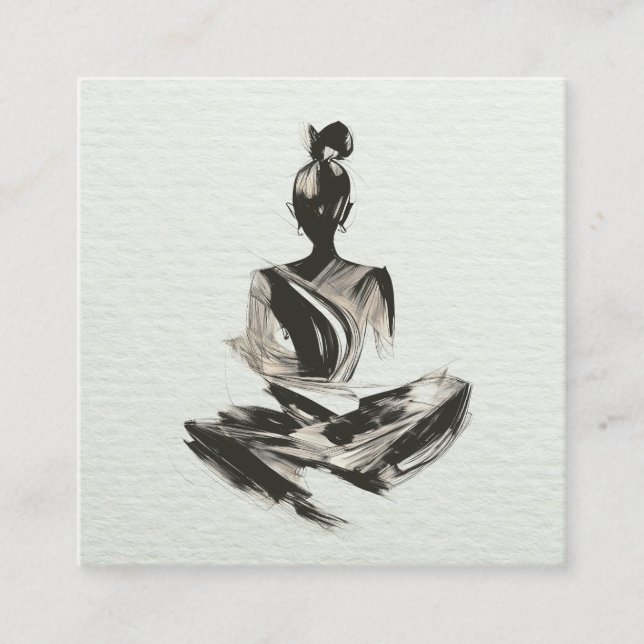 Tarjeta De Visita Cuadrada Instructor de Yoga Lotus Meditation Pose Brushstro (Anverso)