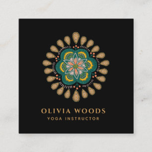 Tarjeta De Visita Cuadrada Instructor de Yoga Mandala