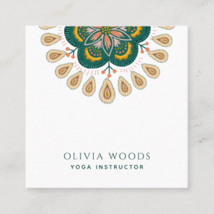 Tarjeta De Visita Cuadrada Instructor de Yoga Mandala