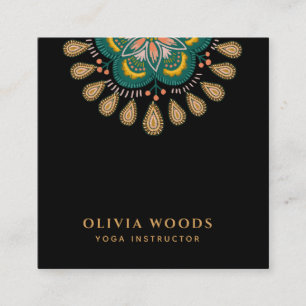 Tarjeta De Visita Cuadrada Instructor de Yoga Mandala