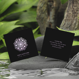 Tarjeta De Visita Cuadrada Instructor de Yoga Mandala Holográfico Púrpura