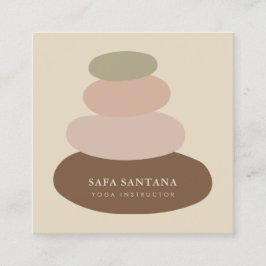 Tarjeta De Visita Cuadrada Instructor de Yoga Masaje Piedras Zen Rústico