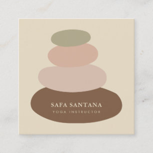 Tarjeta De Visita Cuadrada Instructor de Yoga Masaje Piedras Zen Rústico