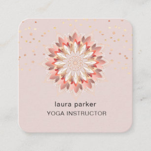 Tarjeta De Visita Cuadrada Instructor de Yoga Meditación Elegante Flor de Lot