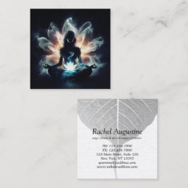 Tarjeta De Visita Cuadrada Instructor de Yoga Meditación Pose GlowMist Lotus
