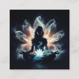 Tarjeta De Visita Cuadrada Instructor de Yoga Meditación Pose GlowMist Lotus