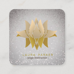 Tarjeta De Visita Cuadrada Instructor de yoga para flores de Lotus Meditación