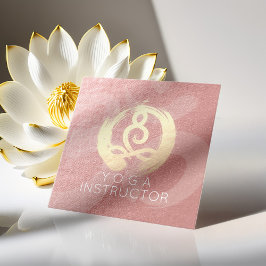 Tarjeta De Visita Cuadrada Instructor de Yoga Plata Meditación de Oro Pose ZE