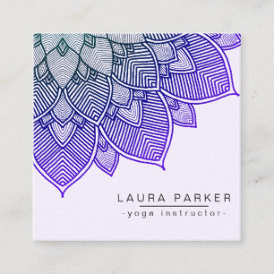 Tarjeta De Visita Cuadrada Instructor púrpura de la yoga de la mandala de