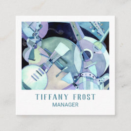 Tarjeta De Visita Cuadrada Instrumentos musicales de acuarela