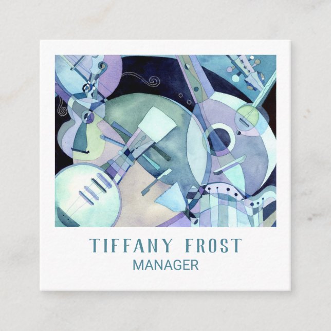 Tarjeta De Visita Cuadrada Instrumentos musicales de acuarela (Anverso)