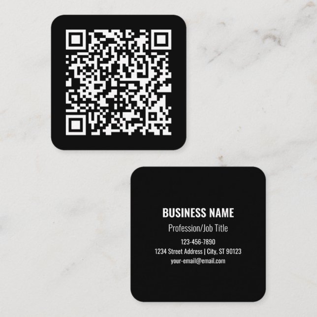 Tarjeta De Visita Cuadrada Introducir URL y crear código QR explorable | Blan (Anverso / Reverso)