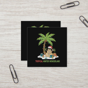 Tarjeta De Visita Cuadrada Invierno Tropical Maravilloso   Navidad Divertida