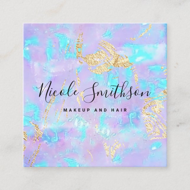 Tarjeta De Visita Cuadrada iridiscencia falsa opal púrpura (Anverso)