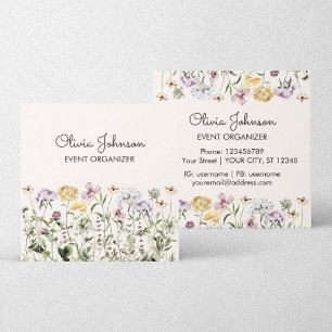 Tarjeta De Visita Cuadrada Jardín de flores silvestres personalizado cuadrado
