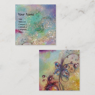 TARJETA DE VISITA CUADRADA JARDÍN DE LA PLANTA DE MARIPOSAS MÁGICAS PERDIDAS