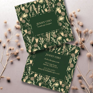 Tarjeta De Visita Cuadrada Jardín Nocturno Plantas Botánicas Florales Moda mo