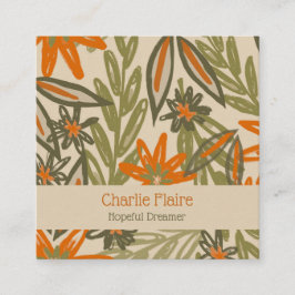 Tarjeta De Visita Cuadrada Jardín salvaje vibrante florece flores coloridas