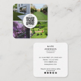 Tarjeta De Visita Cuadrada Jardinería paisajista Foto Código QR Medios Social