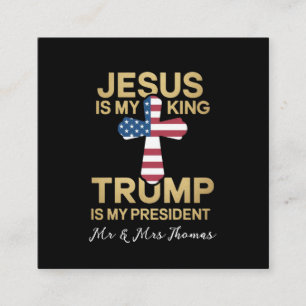 Tarjeta De Visita Cuadrada Jesús Es Mi Rey, Trump Es Mi Presidente