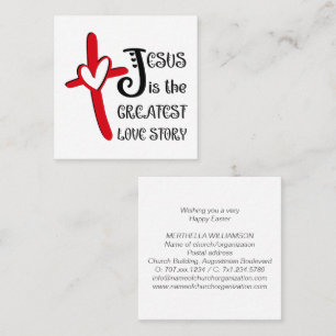 Tarjeta De Visita Cuadrada Jesús Evangelístico Folleto Pascua Cristiano